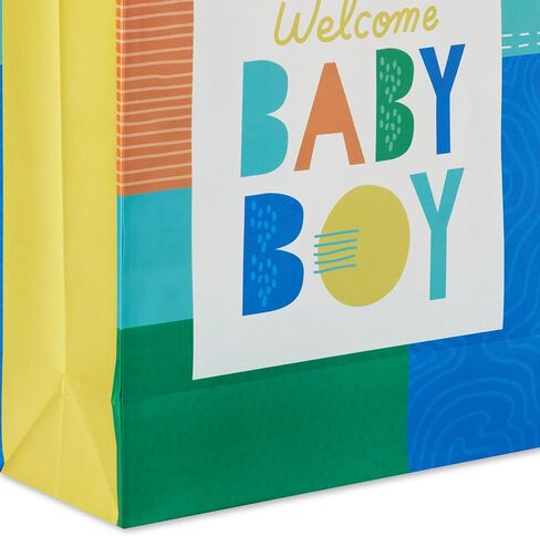 Hallmark 15" Extra Large Gift Bag with Card and Tissue Paper for Baby Shower (Welcome Baby Girl, Pink and Orange) for New Parents, Coworkers, Sister in Saudi Arabia
