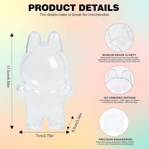 1 علبة حماية واضحة للدمى واضحة ، شاشة عازلة للأكريليك الممتازة التي تحمل غطاء وصندوق لدموبو دمية تقف 1.0 معكرون ، بما في ذلك سلسلة أمان مفتاحية (دمية غير متضمنة) in Kuwait