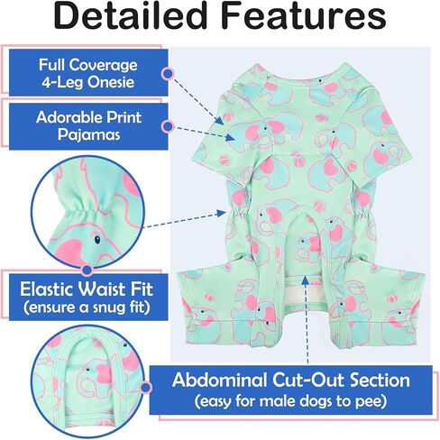 XS Pajamas for Small Dogs – Warm 4-Leg Long Sleeve Onesie | Cute Stretchable Prints Jumpsuit, Soft Breathable Anti-Shedding Suit for Indoor Use,Pink in Saudi Arabia