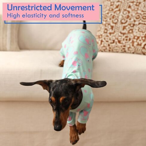 XS Pajamas for Small Dogs – Warm 4-Leg Long Sleeve Onesie | Cute Stretchable Prints Jumpsuit, Soft Breathable Anti-Shedding Suit for Indoor Use,Pink in Saudi Arabia