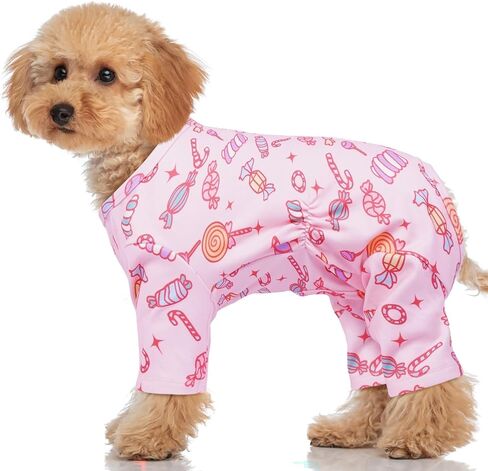 XS Pajamas for Small Dogs – Warm 4-Leg Long Sleeve Onesie | Cute Stretchable Prints Jumpsuit, Soft Breathable Anti-Shedding Suit for Indoor Use,Pink in Saudi Arabia