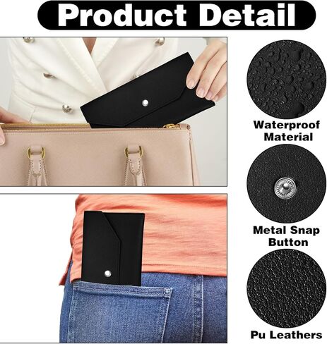 3pcs Cash Holder for Women,Reusable Envelope Wallets for Women,Lightweight and Portable,Waterproof Leather Envelope Wallet,for Daily Travel, School to Hold Bank Cards, Receipts,Black in Saudi Arabia