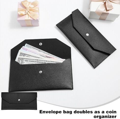 3pcs Cash Holder for Women,Reusable Envelope Wallets for Women,Lightweight and Portable,Waterproof Leather Envelope Wallet,for Daily Travel, School to Hold Bank Cards, Receipts,Black in Saudi Arabia