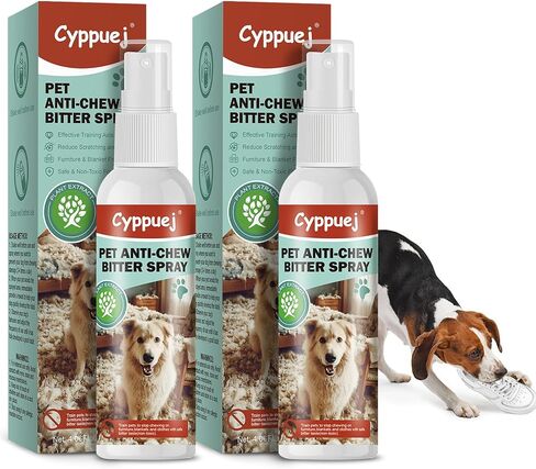 No Chew Spray for Dogs Cats,Bitter Apple Spray for Puppy to Protect Furniture Shoes Belongings, Natural Dog Anti Bite Training Aid Stops Chewing and Licking (2x4.06FL.OZ),Alcohol-Free in Saudi Arabia