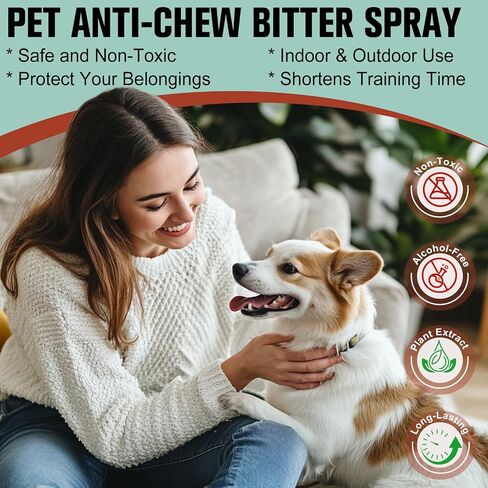 No Chew Spray for Dogs Cats,Bitter Apple Spray for Puppy to Protect Furniture Shoes Belongings, Natural Dog Anti Bite Training Aid Stops Chewing and Licking (2x4.06FL.OZ),Alcohol-Free in Saudi Arabia