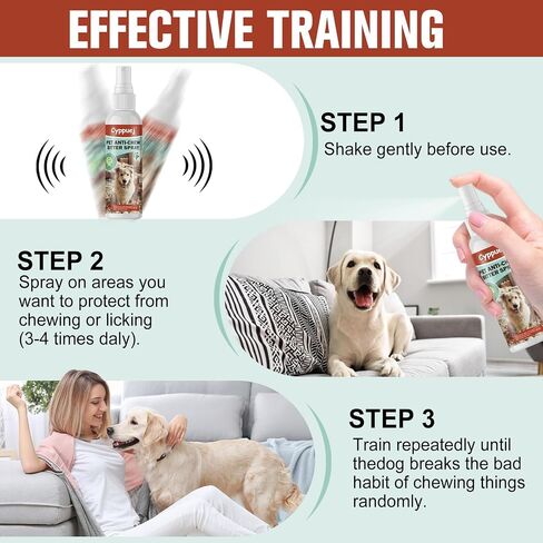 No Chew Spray for Dogs Cats,Bitter Apple Spray for Puppy to Protect Furniture Shoes Belongings, Natural Dog Anti Bite Training Aid Stops Chewing and Licking (2x4.06FL.OZ),Alcohol-Free in Saudi Arabia