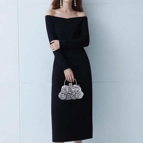 JAMBHALA Women Evening Clutch Bag Floral Satin Purses with Detachable Strap for Wedding, Party, Prom in Kuwait