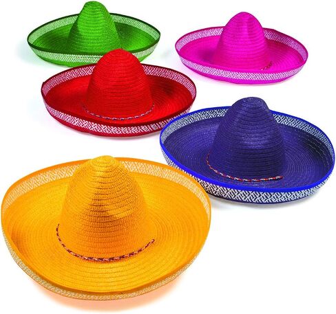 Fun Express Colored Sombrero Hats - Long-Lasting Set of 12 Versatile Hats for Celebrations and Events - Soft, Safe Materials for Perfect Fit for Everyone in Saudi Arabia