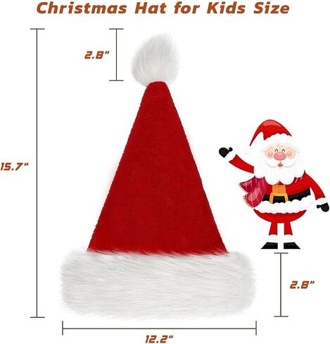 Santa Hat, Christmas Hats Holiday for Adults Unisex Velvet Comfort Extra Thicken Fur Xmas Hat for New Year Festive Party Decorations in Saudi Arabia