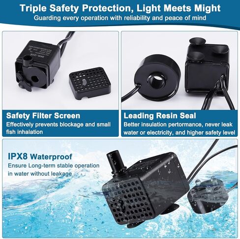 70GPH Mini Submersible Fountain Pump with LED Lights(260L/H, 3W), Ultra Quiet Aquarium Submersible Water Pump, Adjustable Pond Fountain Pumps for Aquarium, Fish Tank, Pet Fountain (3W) in Saudi Arabia