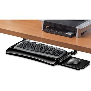 Fellowes 9140303 Underdesk Keybrd Tray, 20-1/8-Inch x7-3/4-Inch, BK/Silver in Kuwait