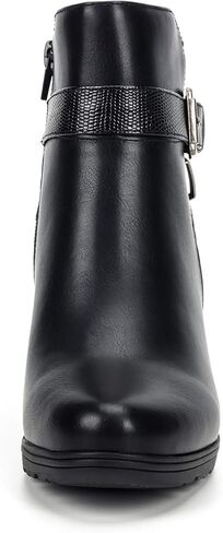 mysoft Women's Zipper Booties Chunky Stacked Heel Ankle Boots Buckle Strap Ankle in Kuwait