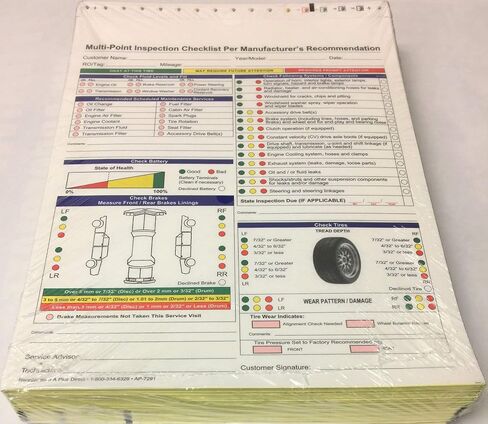 A Plus Multi-Point Inspection Checklist Per Manufacturer's Recommendation Forms #7291, Quantity 250 (W15) in Saudi Arabia