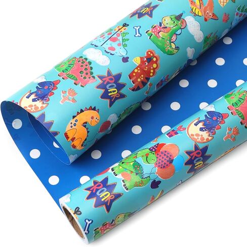 Ribbli Reversible Baby Girl Wrapping Paper Elephant with Pink Polk Dots Paper for Baby Shower Kids Birthday Party - 17Inch x 394Inch(33Feet) in Saudi Arabia