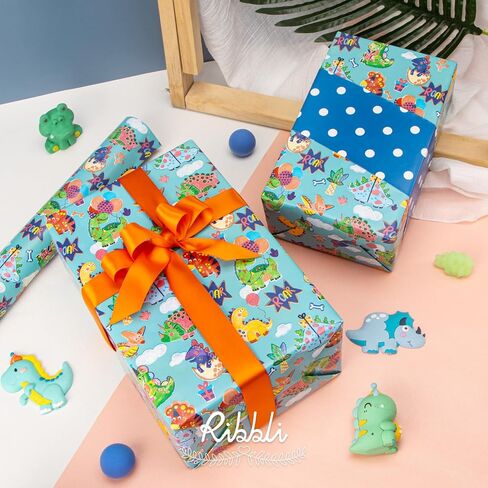 Ribbli Reversible Baby Girl Wrapping Paper Elephant with Pink Polk Dots Paper for Baby Shower Kids Birthday Party - 17Inch x 394Inch(33Feet) in Saudi Arabia