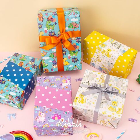 Ribbli Reversible Baby Girl Wrapping Paper Elephant with Pink Polk Dots Paper for Baby Shower Kids Birthday Party - 17Inch x 394Inch(33Feet) in Saudi Arabia