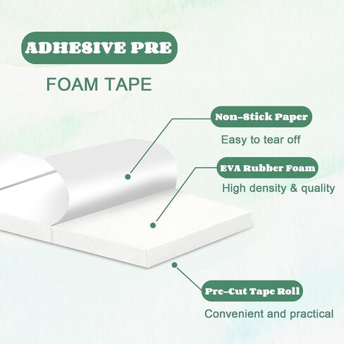 168 Pcs Foam Tape Craft Double Sided Precut 3/4 X 1/2 Inch 3D Adhesive Foam Squares Self Adhesive Dots Purple for Halloween Christmas DIY Crafts Art Sewing Supplies (1 Tape, White) in Kuwait