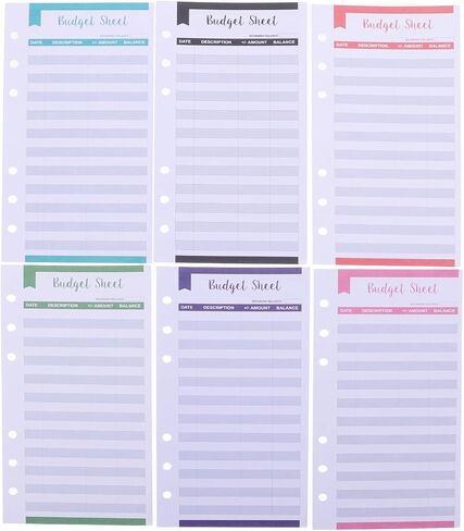 NUOBESTY 20pcs Budget Sheets A6 Binder Expense Tracker Sheets Money Organizers with Hole for Cash Ledger Book Budgeting Wallet Planner Bill Organizer in Saudi Arabia