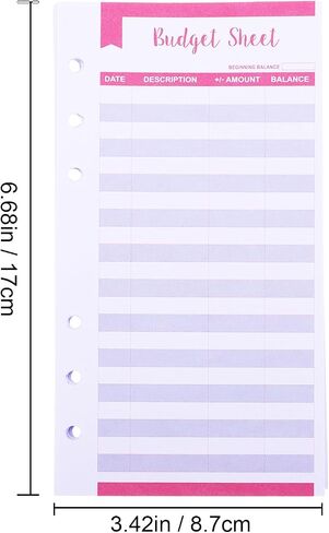 NUOBESTY 20pcs Budget Sheets A6 Binder Expense Tracker Sheets Money Organizers with Hole for Cash Ledger Book Budgeting Wallet Planner Bill Organizer in Saudi Arabia