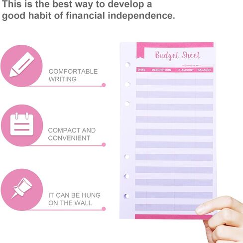 NUOBESTY 20pcs Budget Sheets A6 Binder Expense Tracker Sheets Money Organizers with Hole for Cash Ledger Book Budgeting Wallet Planner Bill Organizer in Saudi Arabia