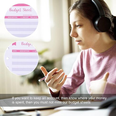 NUOBESTY 20pcs Budget Sheets A6 Binder Expense Tracker Sheets Money Organizers with Hole for Cash Ledger Book Budgeting Wallet Planner Bill Organizer in Saudi Arabia