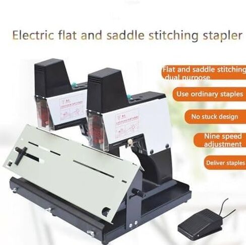 Single/Dual Head Automatic Stapler Binder with Foot Pedal, 9 Speed Adjustable for Efficient Flat and Vertical Binding, for Office and School Use Double in Kuwait