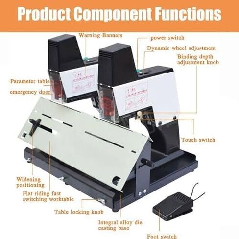 Single/Dual Head Automatic Stapler Binder with Foot Pedal, 9 Speed Adjustable for Efficient Flat and Vertical Binding, for Office and School Use Double in Kuwait