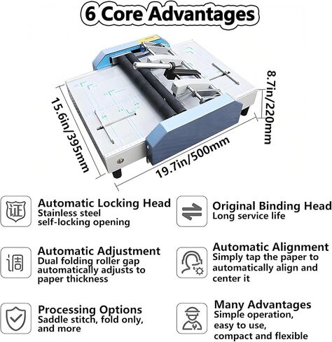 Automatic Booklet Maker & Folding Machine Professional Desktop Booklet Stapler 5 Stapling Positions Dual Action Binding Folding for Book and Paper A3 MAX 12.4 * 17.3in Black in Saudi Arabia
