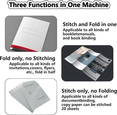Automatic Booklet Maker & Folding Machine Professional Desktop Booklet Stapler 5 Stapling Positions Dual Action Binding Folding for Book and Paper A3 MAX 12.4 * 17.3in Black in Saudi Arabia
