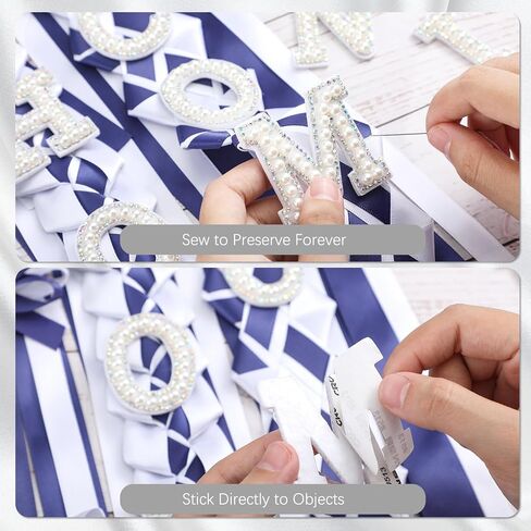 XunYee 10 Pcs Homecoming Mum Supplies Homecoming Pearl Rhinestone Letter Patches Stick on Letters Self Adhesive Letter Patches for Clothes Fabric Satin Ribbon, Homecoming Week Party Decor(Silver) in Saudi Arabia