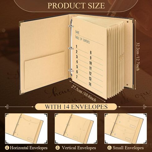 Marspark 3 Rings Folio Important Document Organizer with Labels, Family Document Organizer Binder, Expanding File Folder for Important Papers, Letters, Birth Certificates, Photos, Passports, Black in Saudi Arabia