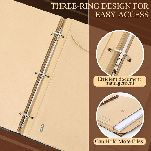 Marspark 3 Rings Folio Important Document Organizer with Labels, Family Document Organizer Binder, Expanding File Folder for Important Papers, Letters, Birth Certificates, Photos, Passports, Black in Saudi Arabia