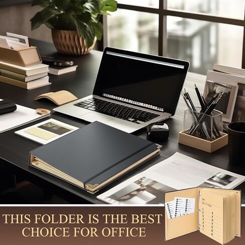 Marspark 3 Rings Folio Important Document Organizer with Labels, Family Document Organizer Binder, Expanding File Folder for Important Papers, Letters, Birth Certificates, Photos, Passports, Black in Saudi Arabia