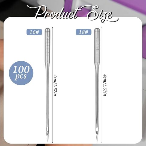 100 PCS إبر آلة الخياطة الثقيلة ، الحجم 100/16 ، 110/18 إبر آلة الخياطة ، متوافقة مع إبرة اللحف بالآلة الثقيلة للتطريز على خياطة اللحف الدنيم in Kuwait