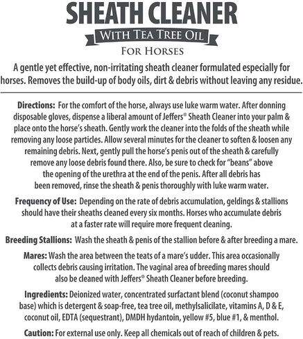Jeffers Equine Sheath Cleaner for Horses – Gentle pH Balanced Wash with Tea Tree Oil & Aloe – Removes Dirt & Debris – Grooming & Hygiene Supplies for Geldings, Stallions & Mares – 16 oz in Saudi Arabia
