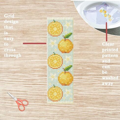 FreeBloss 6 Set Cross Stitch Lockmark Kit Stutted Cross Stitch Kit String Fruits Thisp Thisp Termbroidery with Structions for البالغين 8 ''*2.4 '' in Kuwait