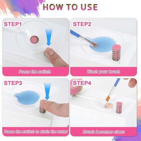 Paint Brush Cleaner - Multipurpose Makeup Brush Cleaner Tool with Paint Brush Cleaner Rinse Cup, Handy Oil Paint Brush Cleaner, and Paint Water Dispenser for Artists and DIY Enthusiasts in Saudi Arabia