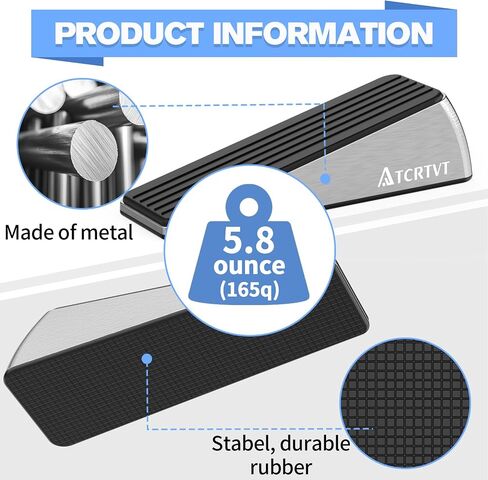 Heavy Duty Door Stopper Wedge 2 Pack Small Size Door Stop Wedge Made of Premium Quality Brushed Stainless Steel Suits Any Door, Any Floor with Self-Adhesive Holder Matt Chrome Small in Saudi Arabia