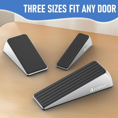 Heavy Duty Door Stopper Wedge 2 Pack Small Size Door Stop Wedge Made of Premium Quality Brushed Stainless Steel Suits Any Door, Any Floor with Self-Adhesive Holder Matt Chrome Small in Saudi Arabia