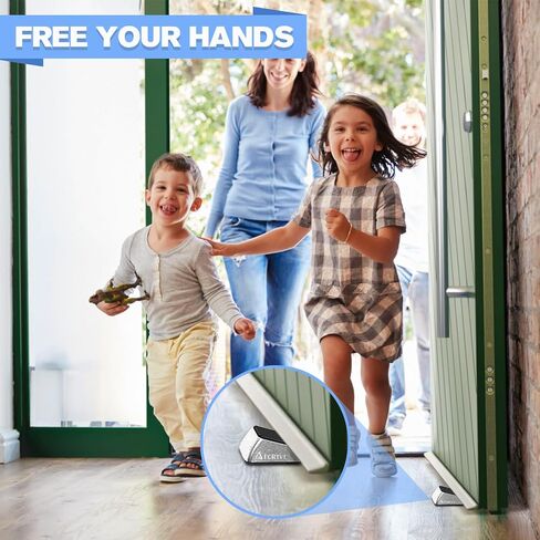Heavy Duty Door Stopper Wedge 2 Pack Small Size Door Stop Wedge Made of Premium Quality Brushed Stainless Steel Suits Any Door, Any Floor with Self-Adhesive Holder Matt Chrome Small in Saudi Arabia