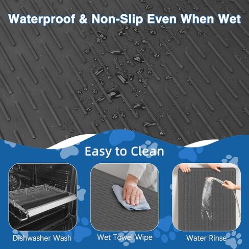 Dog Grooming Table Mat Pad Non Slip, Multipurpose Soft Pet Grooming Table Mats at Home, 28 x 19.7 Inch Silicone Durable Anti-Fatigue Groomer Mats Paw Protection Easy-Clean Cat Dog Bath Mat (Black) in Kuwait