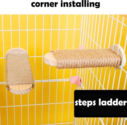 Cat Climbing Steps Scratching Tree - 2pcs Scratching Steps Sisal Hemp Cage Shelf Ladder Pets Perch Furniture Inside The cage with Install Screws (M) in Kuwait