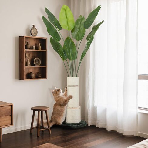 Emust Cat Scratching Post ، برج قط 5.86 قدم مع وظائف خدش طويلة للقطط الداخلية البالغين مع الطبيعة سيزال الحبل الطائر من المصانع الاصطناعية في الجنة مع 9 جذوع ، 70 "شجرة فو للديكور in Kuwait