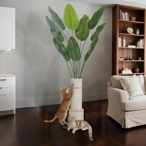 Emust Cat Scratching Post ، برج قط 5.86 قدم مع وظائف خدش طويلة للقطط الداخلية البالغين مع الطبيعة سيزال الحبل الطائر من المصانع الاصطناعية في الجنة مع 9 جذوع ، 70 "شجرة فو للديكور in Kuwait