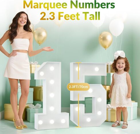 2.3FT 15 Marquee Numbers, 15 Light up Numbers for Quinceanera Decor for Birthday Party Anniversary Backdrop in Saudi Arabia