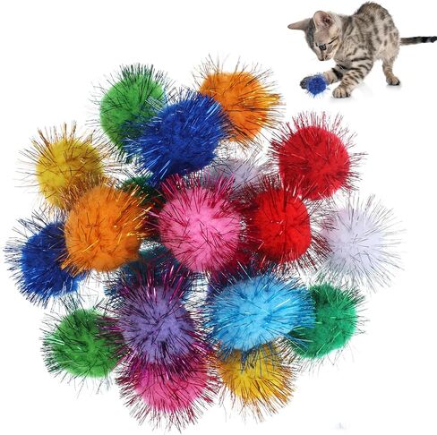 40 PCS POM BLES POM POMPOM CALLS COLLOW COLLS FOR CATS Sparkle Ball for Cats Interactive Cat Toy Ster for Exercice and Entertainment in Kuwait