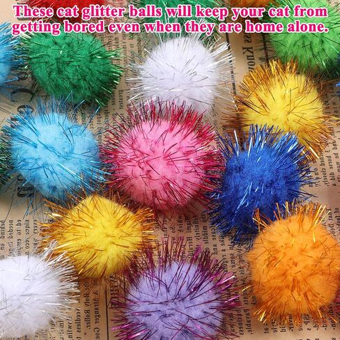 40 PCS POM BLES POM POMPOM CALLS COLLOW COLLS FOR CATS Sparkle Ball for Cats Interactive Cat Toy Ster for Exercice and Entertainment in Kuwait