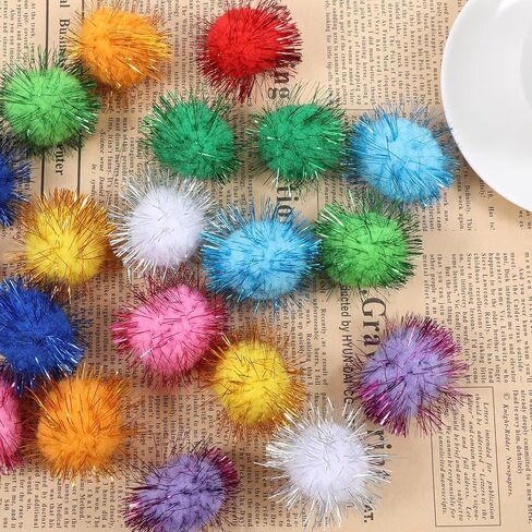 40 PCS POM BLES POM POMPOM CALLS COLLOW COLLS FOR CATS Sparkle Ball for Cats Interactive Cat Toy Ster for Exercice and Entertainment in Kuwait
