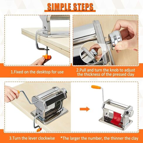 مجموعة ماكينة أسطوانة طين البوليمر المصنوعة من الفولاذ المقاوم للصدأ تتضمن آلة ضغط الطين مع 9 إعدادات سمك قابلة للتعديل، 9 أداة تشكيل الطين، 8 قاطعة طين مستديرة وقاطعة طين 7.87 بوصة للمشروعات اليدوية اليدوية in Kuwait