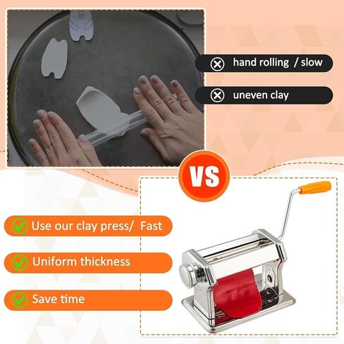 مجموعة ماكينة أسطوانة طين البوليمر المصنوعة من الفولاذ المقاوم للصدأ تتضمن آلة ضغط الطين مع 9 إعدادات سمك قابلة للتعديل، 9 أداة تشكيل الطين، 8 قاطعة طين مستديرة وقاطعة طين 7.87 بوصة للمشروعات اليدوية اليدوية in Kuwait